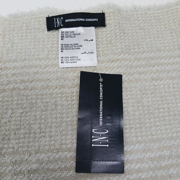 NWT INC International Concepts Plaid Scarf Womens One Size Tan Beige Gray - Picture 3 of 6